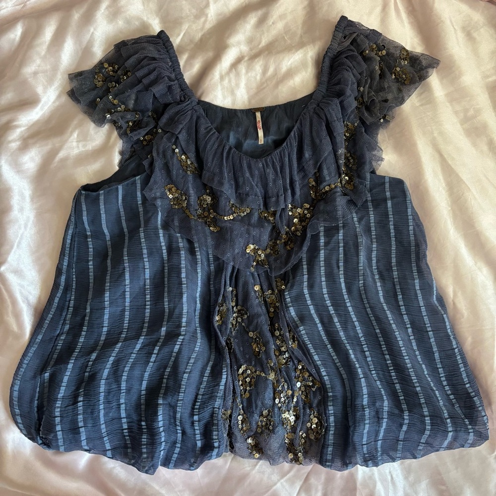 Free People sequin tulle Elisas mesh top Wild Moon